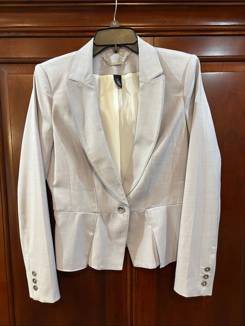 White House Black Market Light Gray Tailored Peplum Blazer